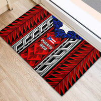 Puerto Rico Rubber Doormat with Tribal Patterns, Flag Emblem, and Taino Symbol Design