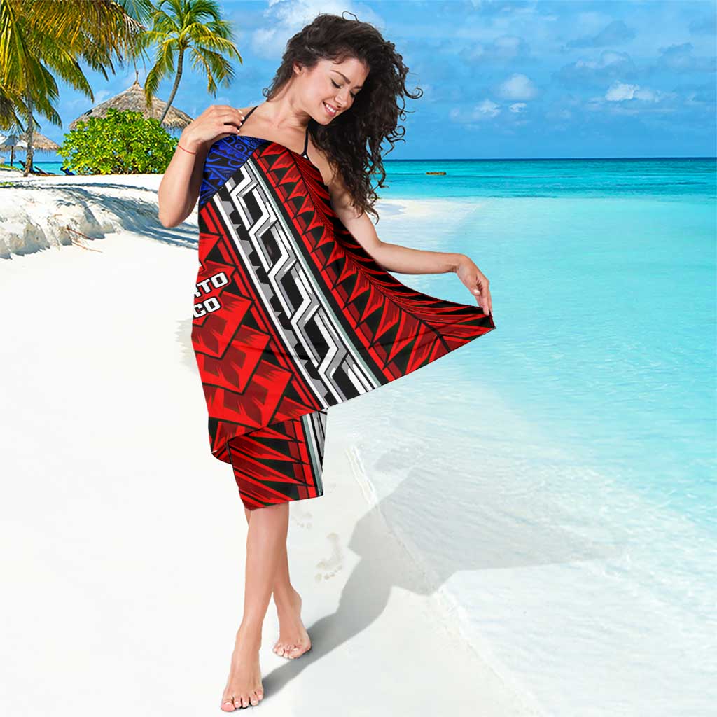 Puerto Rico Sarong with Tribal Patterns, Flag Emblem, and Taino Symbol Design