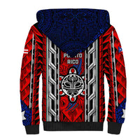 Puerto Rico Sherpa Hoodie with Tribal Patterns, Flag Emblem, and Taino Symbol Design