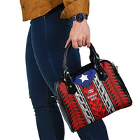 Puerto Rico Shoulder Handbag with Tribal Patterns, Flag Emblem, and Taino Symbol Design