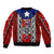 Puerto Rico Sleeve Zip Bomber Jacket with Tribal Patterns, Flag Emblem, and Taino Symbol Design