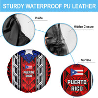Puerto Rico Spare Tire Cover with Tribal Patterns, Flag Emblem, and Taino Symbol Design