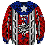Puerto Rico Sweatshirt with Tribal Patterns, Flag Emblem, and Taino Symbol Design