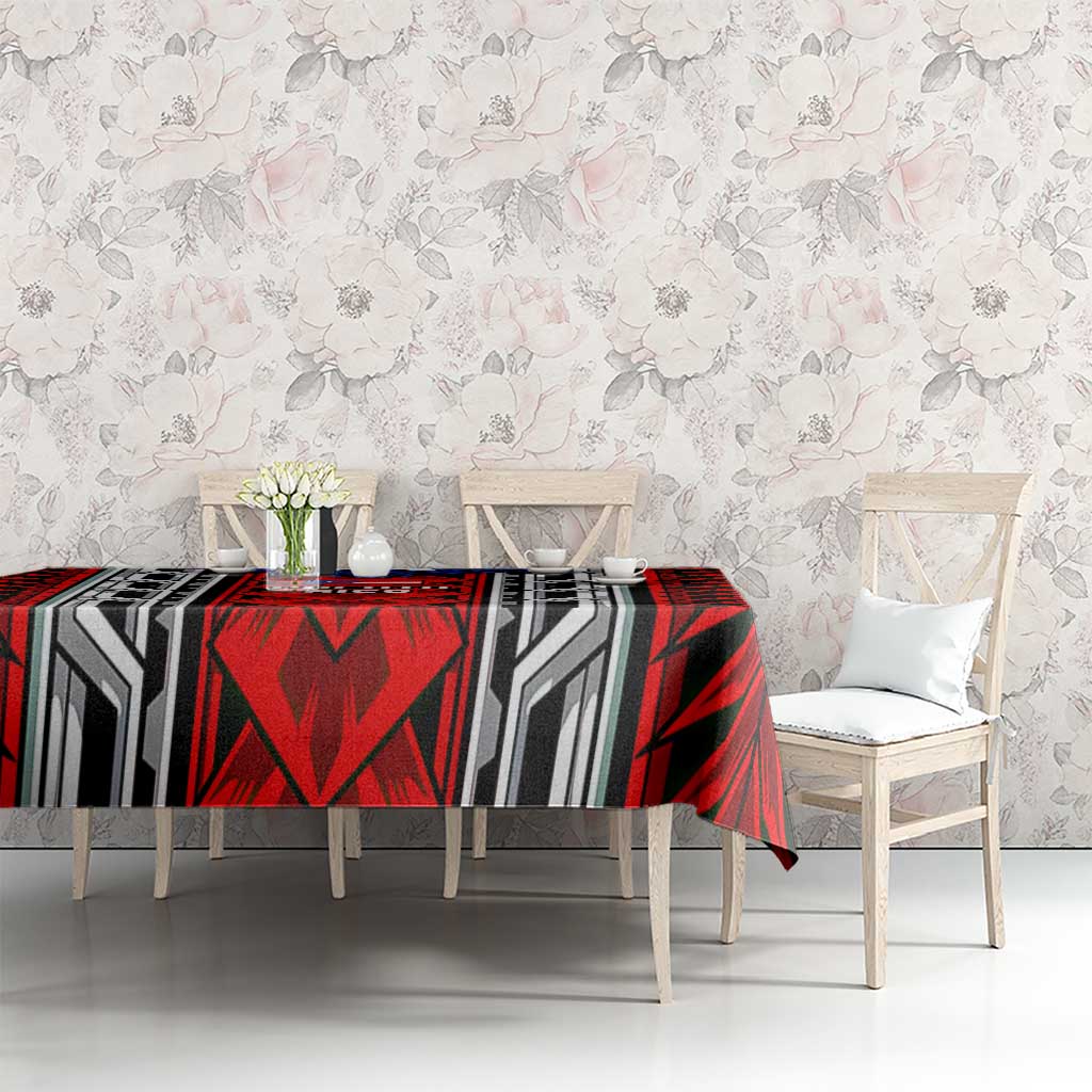 Puerto Rico Tablecloth with Tribal Patterns, Flag Emblem, and Taino Symbol Design