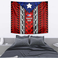 Puerto Rico Tapestry with Tribal Patterns, Flag Emblem, and Taino Symbol Design