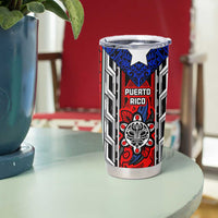 Puerto Rico Tumbler Cup with Tribal Patterns, Flag Emblem, and Taino Symbol Design
