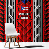 Puerto Rico Window Curtain with Tribal Patterns, Flag Emblem, and Taino Symbol Design