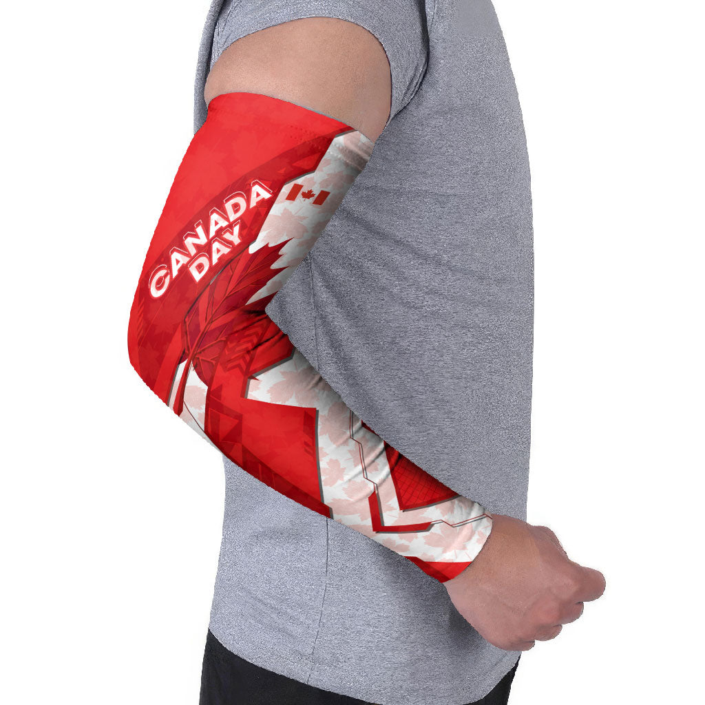 Canada Day Patriotic Maple Leaf Arm Sleeves Geometric Rocky Mountain Art Heritage 1867 Graphic