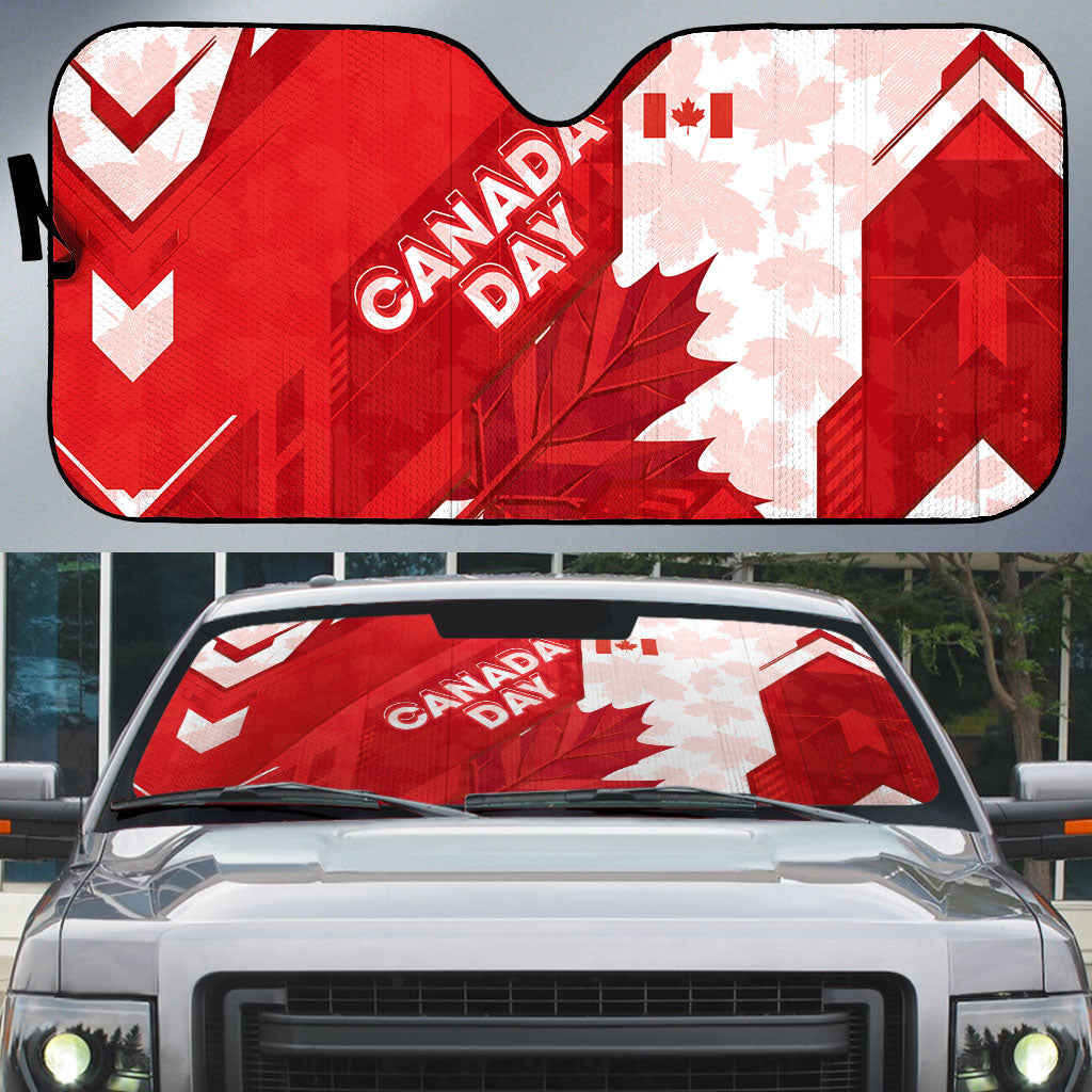 Canada Day Patriotic Maple Leaf Auto Sun Shade Geometric Rocky Mountain Art Heritage 1867 Graphic