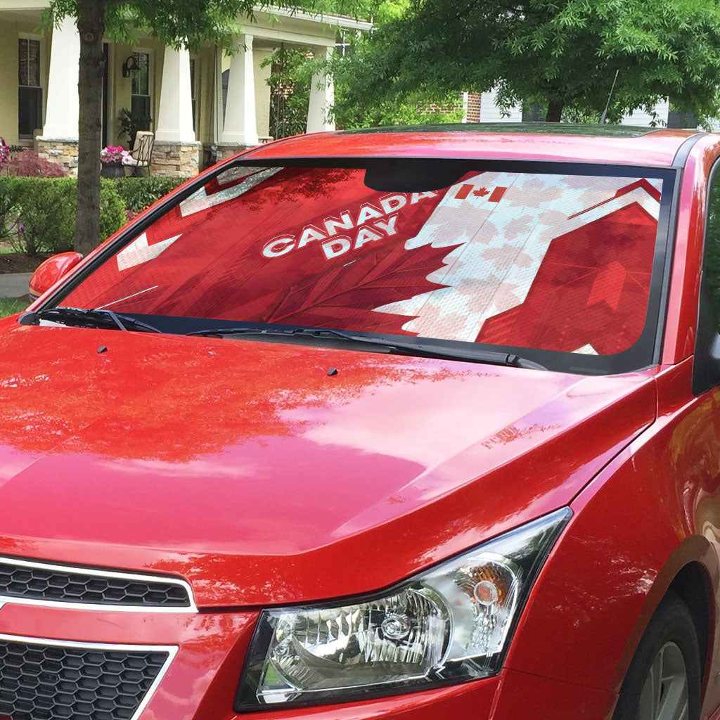 Canada Day Patriotic Maple Leaf Auto Sun Shade Geometric Rocky Mountain Art Heritage 1867 Graphic