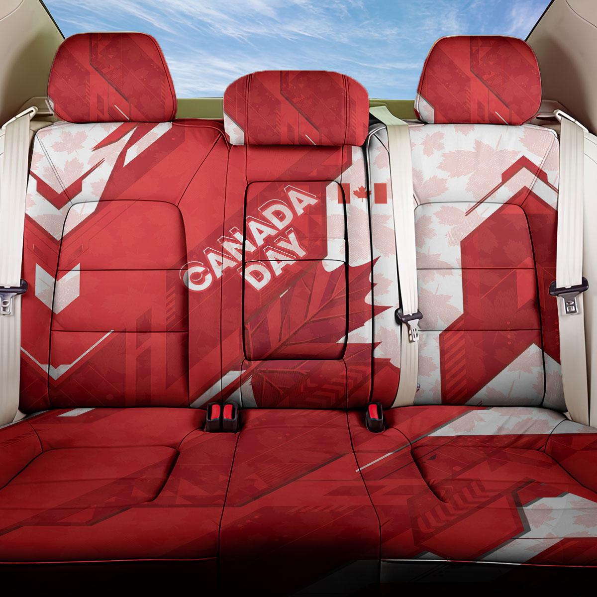 Canada Day Patriotic Maple Leaf Back Car Seat Cover Geometric Rocky Mountain Art Heritage 1867 Graphic