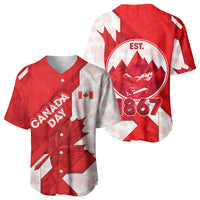 Canada Day Patriotic Maple Leaf Baseball Jersey Geometric Rocky Mountain Art Heritage 1867 Graphic