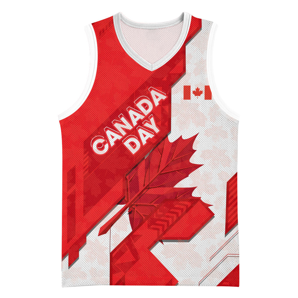 Canada Day Patriotic Maple Leaf Basketball Jersey Geometric Rocky Mountain Art Heritage 1867 Graphic