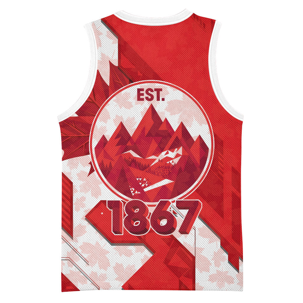 Canada Day Patriotic Maple Leaf Basketball Jersey Geometric Rocky Mountain Art Heritage 1867 Graphic