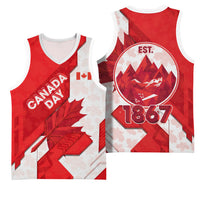 Canada Day Patriotic Maple Leaf Basketball Jersey Geometric Rocky Mountain Art Heritage 1867 Graphic