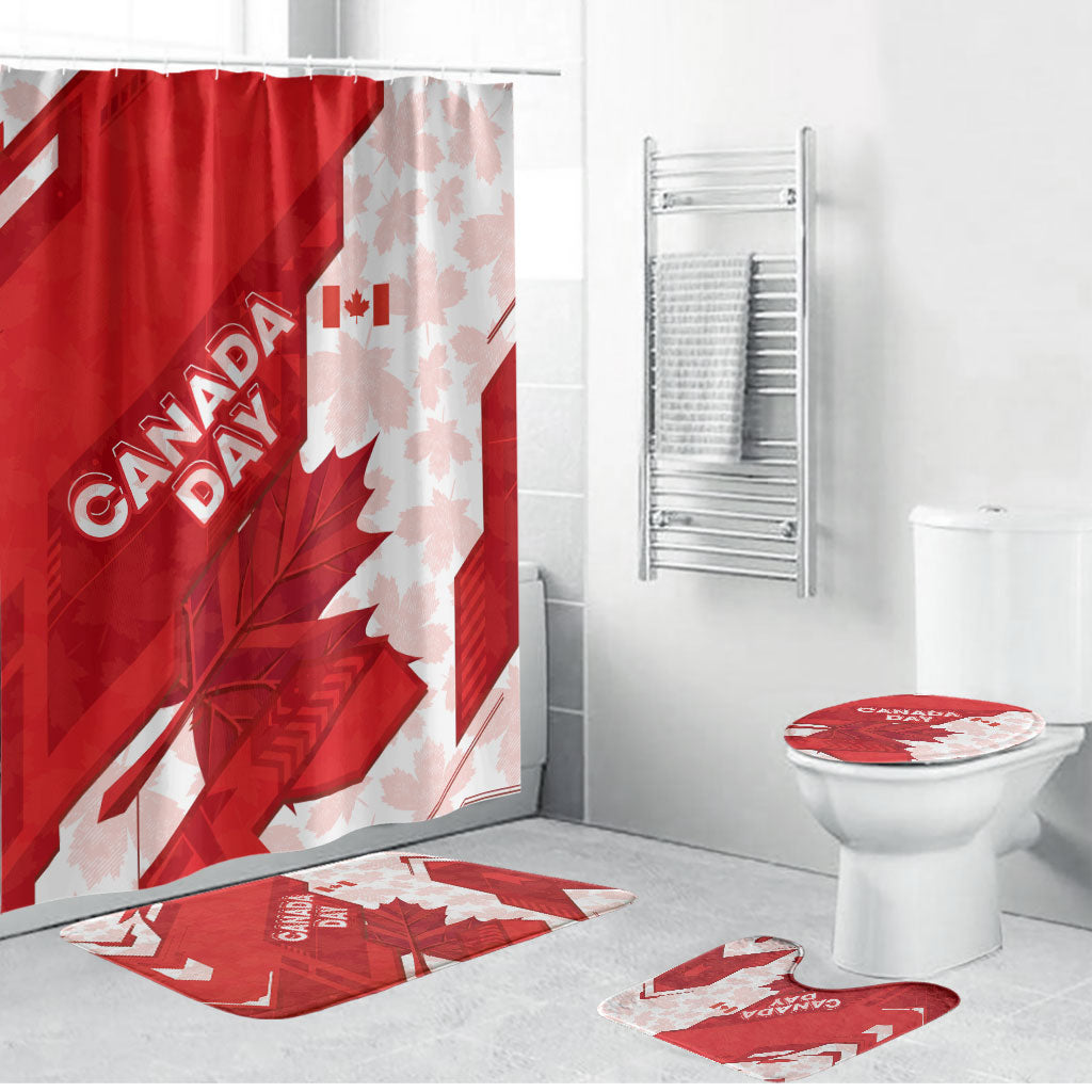 Canada Day Patriotic Maple Leaf Bathroom Set Geometric Rocky Mountain Art Heritage 1867 Graphic