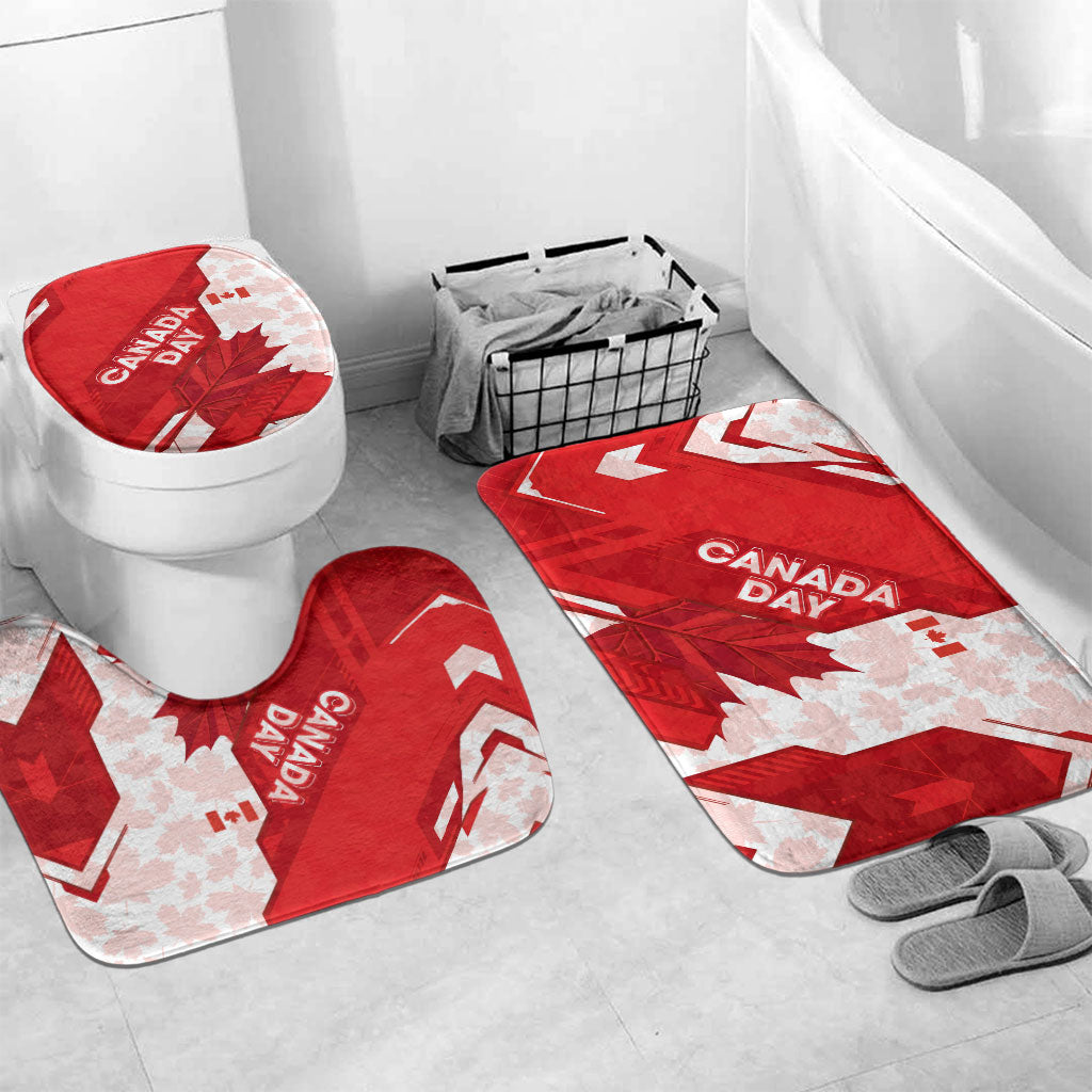 Canada Day Patriotic Maple Leaf Bathroom Set Geometric Rocky Mountain Art Heritage 1867 Graphic
