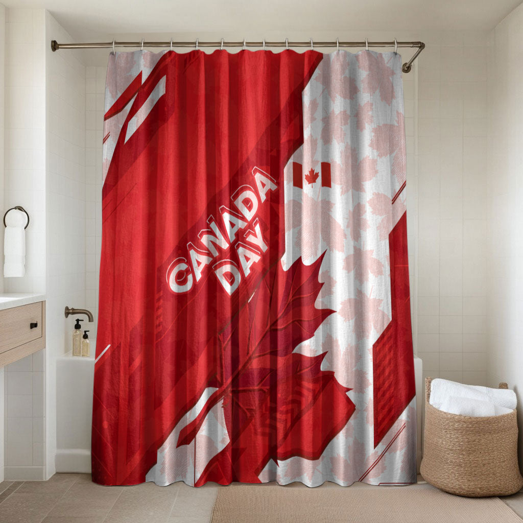 Canada Day Patriotic Maple Leaf Bathroom Set Geometric Rocky Mountain Art Heritage 1867 Graphic