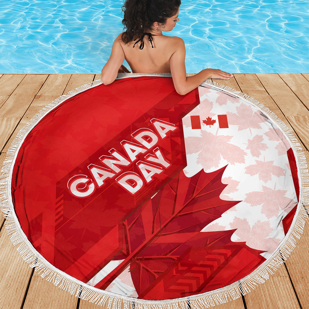 Canada Day Patriotic Maple Leaf Beach Blanket Geometric Rocky Mountain Art Heritage 1867 Graphic
