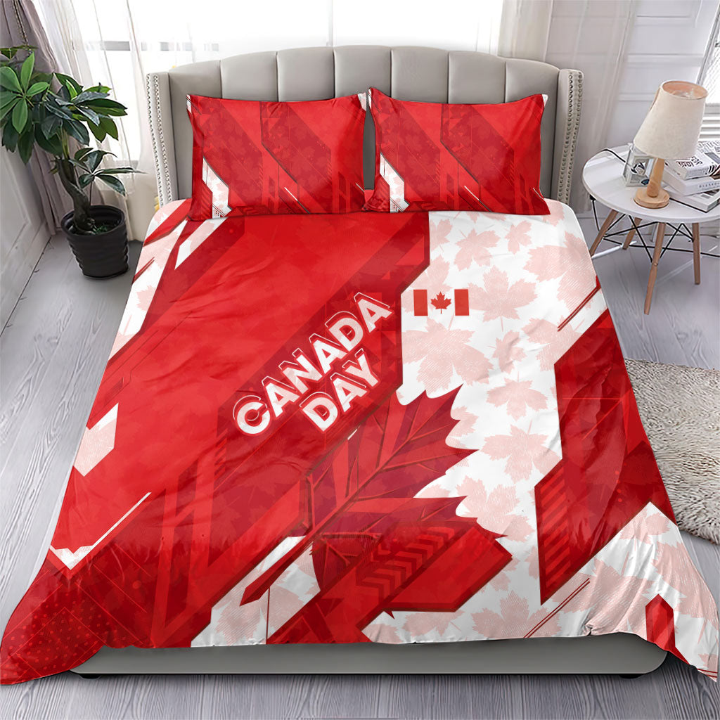 Canada Day Patriotic Maple Leaf Bedding Set Geometric Rocky Mountain Art Heritage 1867 Graphic