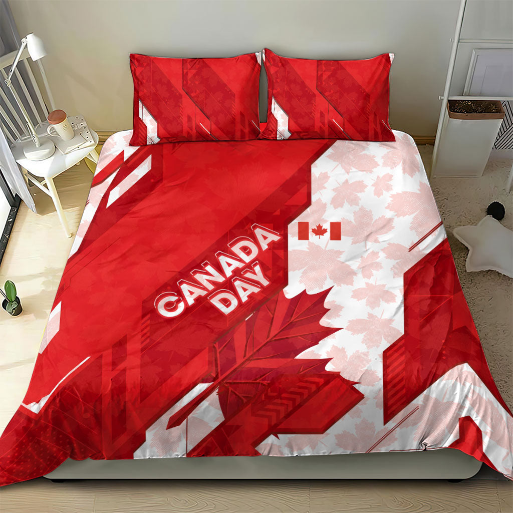 Canada Day Patriotic Maple Leaf Bedding Set Geometric Rocky Mountain Art Heritage 1867 Graphic