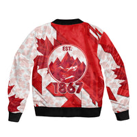 Canada Day Patriotic Maple Leaf Bomber Jacket Geometric Rocky Mountain Art Heritage 1867 Graphic