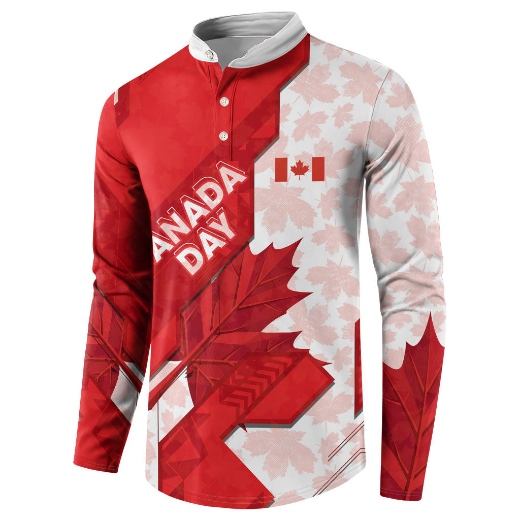 Canada Day Patriotic Maple Leaf Button Sweatshirt Geometric Rocky Mountain Art Heritage 1867 Graphic