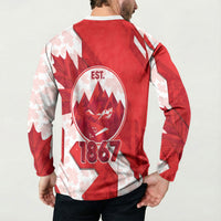 Canada Day Patriotic Maple Leaf Button Sweatshirt Geometric Rocky Mountain Art Heritage 1867 Graphic