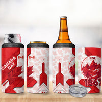 Canada Day Patriotic Maple Leaf 4 in 1 Can Cooler Tumbler Geometric Rocky Mountain Art Heritage 1867 Graphic