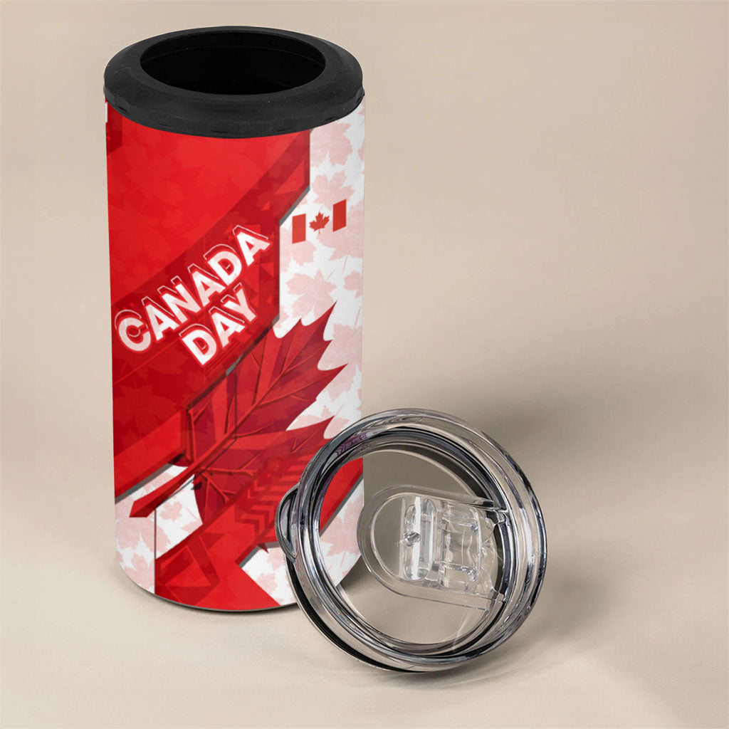 Canada Day Patriotic Maple Leaf 4 in 1 Can Cooler Tumbler Geometric Rocky Mountain Art Heritage 1867 Graphic