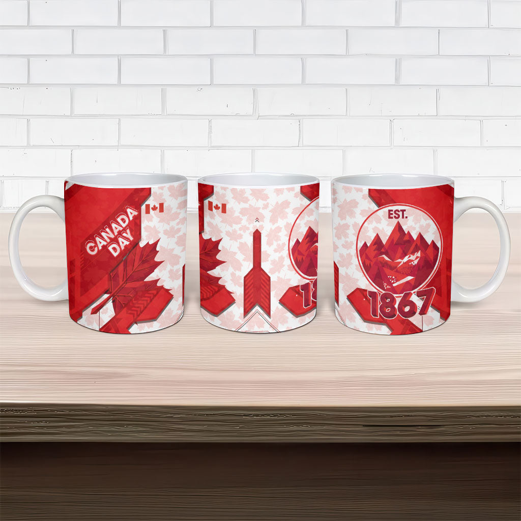 Canada Day Patriotic Maple Leaf Ceramic Mug Geometric Rocky Mountain Art Heritage 1867 Graphic