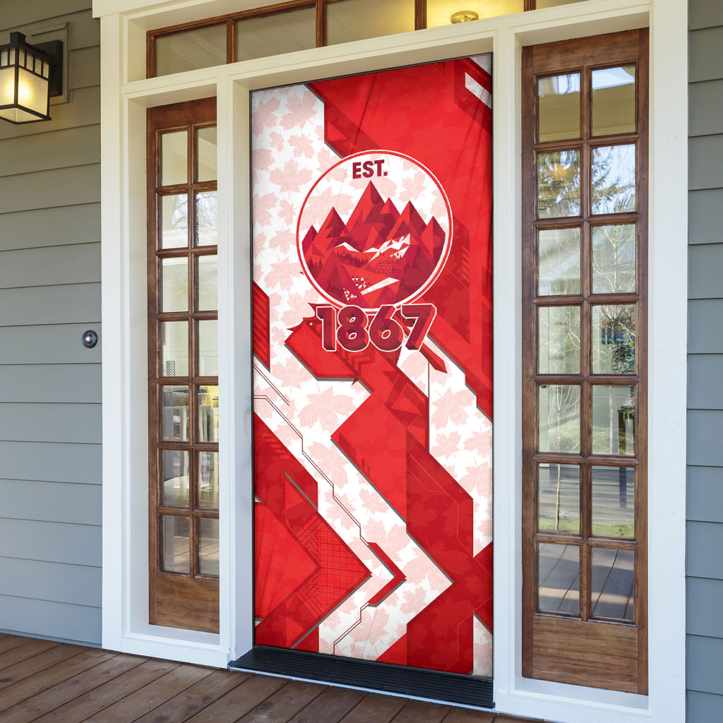 Canada Day Patriotic Maple Leaf Door Cover Geometric Rocky Mountain Art Heritage 1867 Graphic