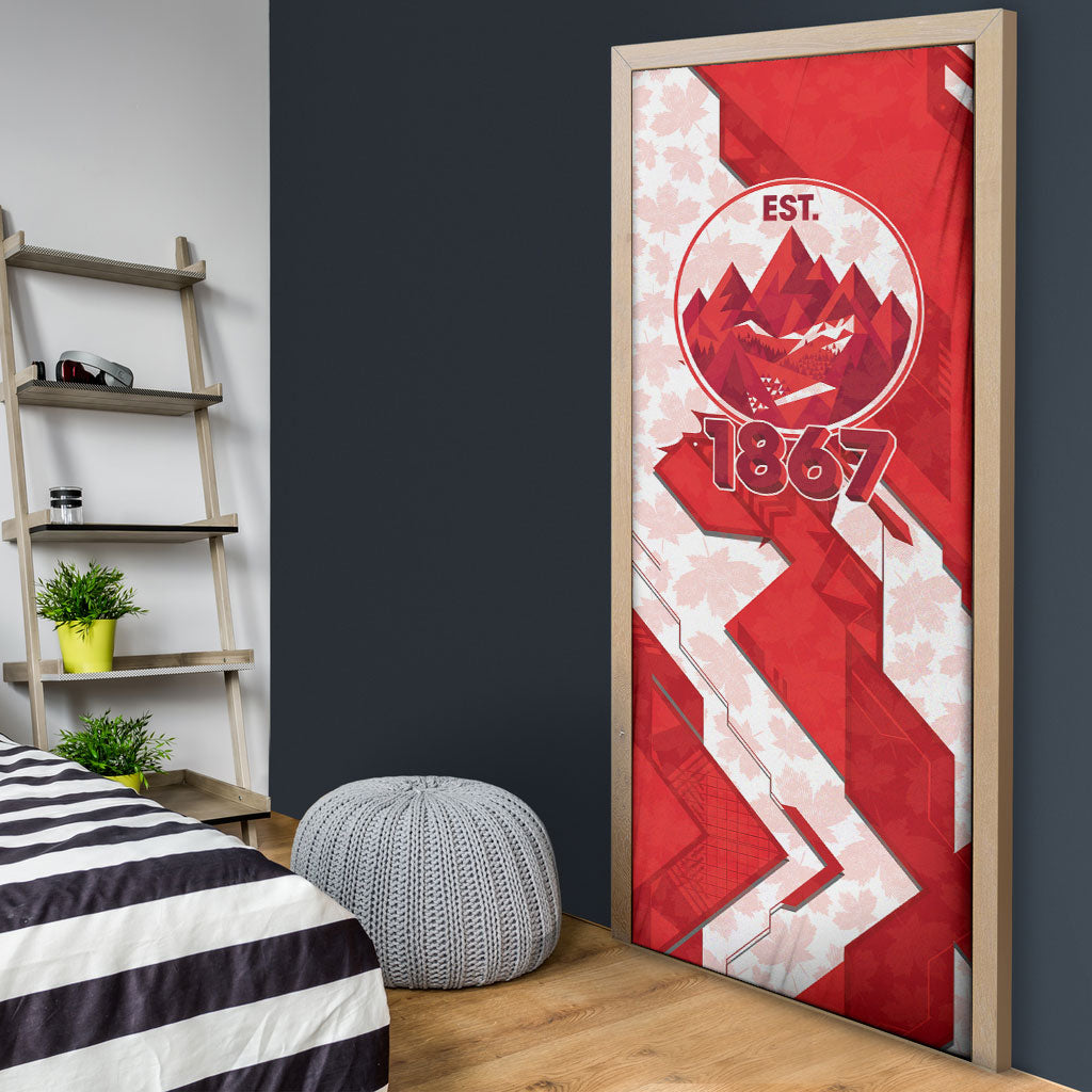 Canada Day Patriotic Maple Leaf Door Cover Geometric Rocky Mountain Art Heritage 1867 Graphic