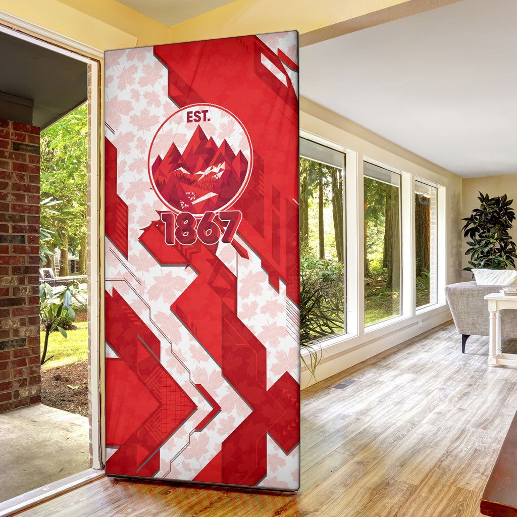 Canada Day Patriotic Maple Leaf Door Cover Geometric Rocky Mountain Art Heritage 1867 Graphic