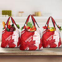 Canada Day Patriotic Maple Leaf Grocery Bag Geometric Rocky Mountain Art Heritage 1867 Graphic