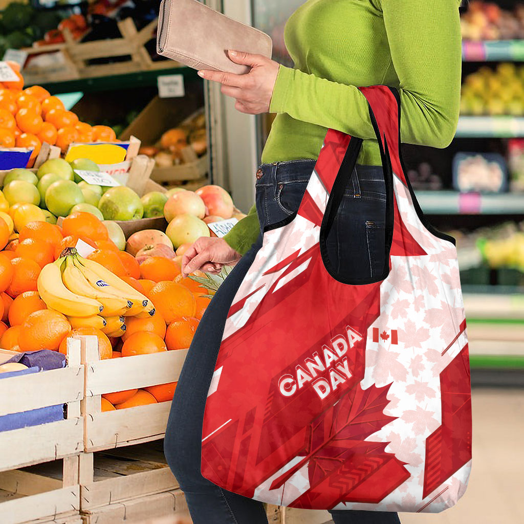 Canada Day Patriotic Maple Leaf Grocery Bag Geometric Rocky Mountain Art Heritage 1867 Graphic