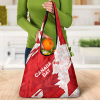 Canada Day Patriotic Maple Leaf Grocery Bag Geometric Rocky Mountain Art Heritage 1867 Graphic