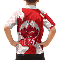 Canada Day Patriotic Maple Leaf Hawaiian Shirt Geometric Rocky Mountain Art Heritage 1867 Graphic
