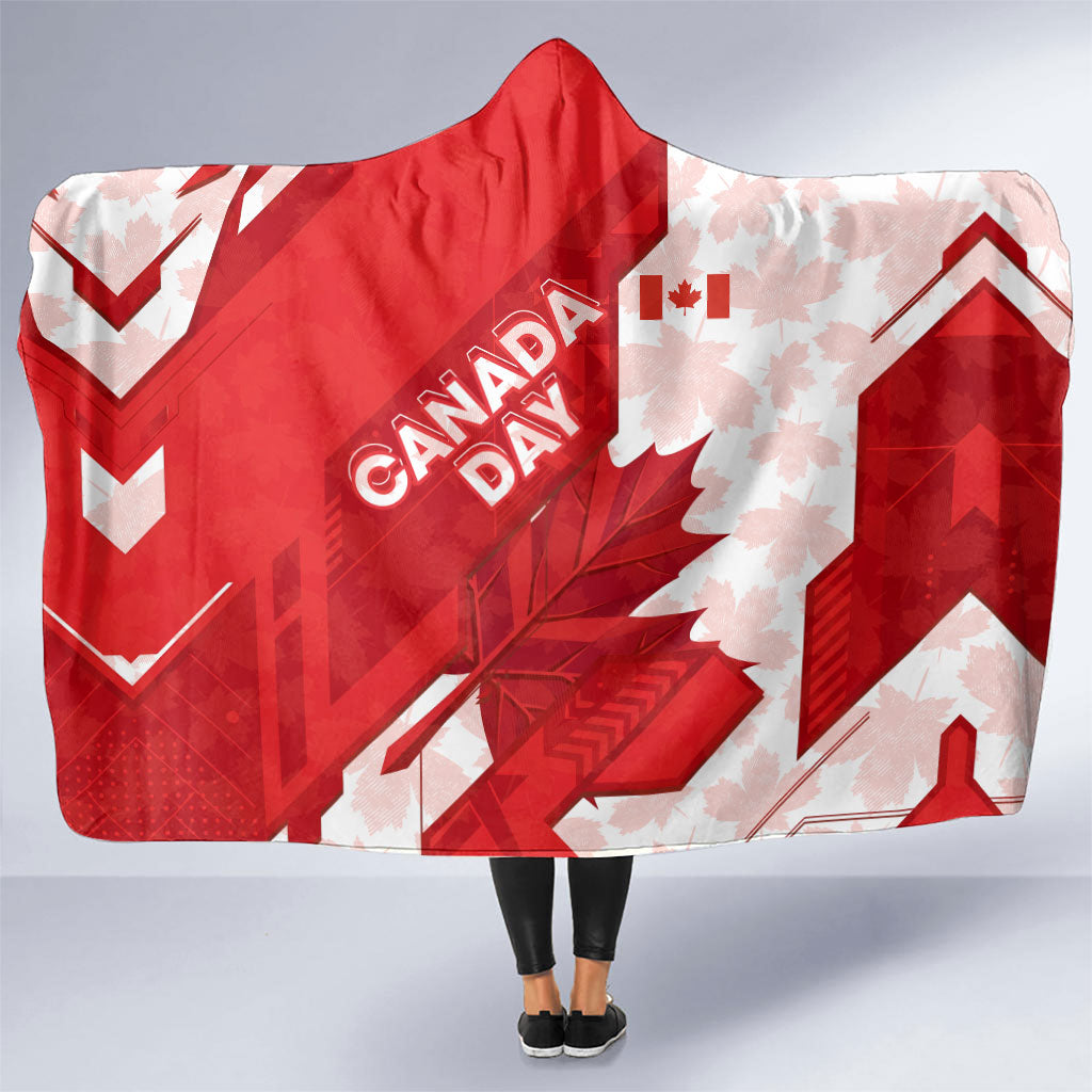 Canada Day Patriotic Maple Leaf Hooded Blanket Geometric Rocky Mountain Art Heritage 1867 Graphic