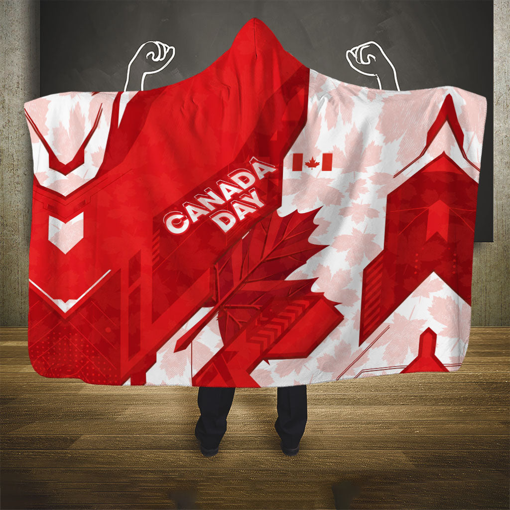 Canada Day Patriotic Maple Leaf Hooded Blanket Geometric Rocky Mountain Art Heritage 1867 Graphic