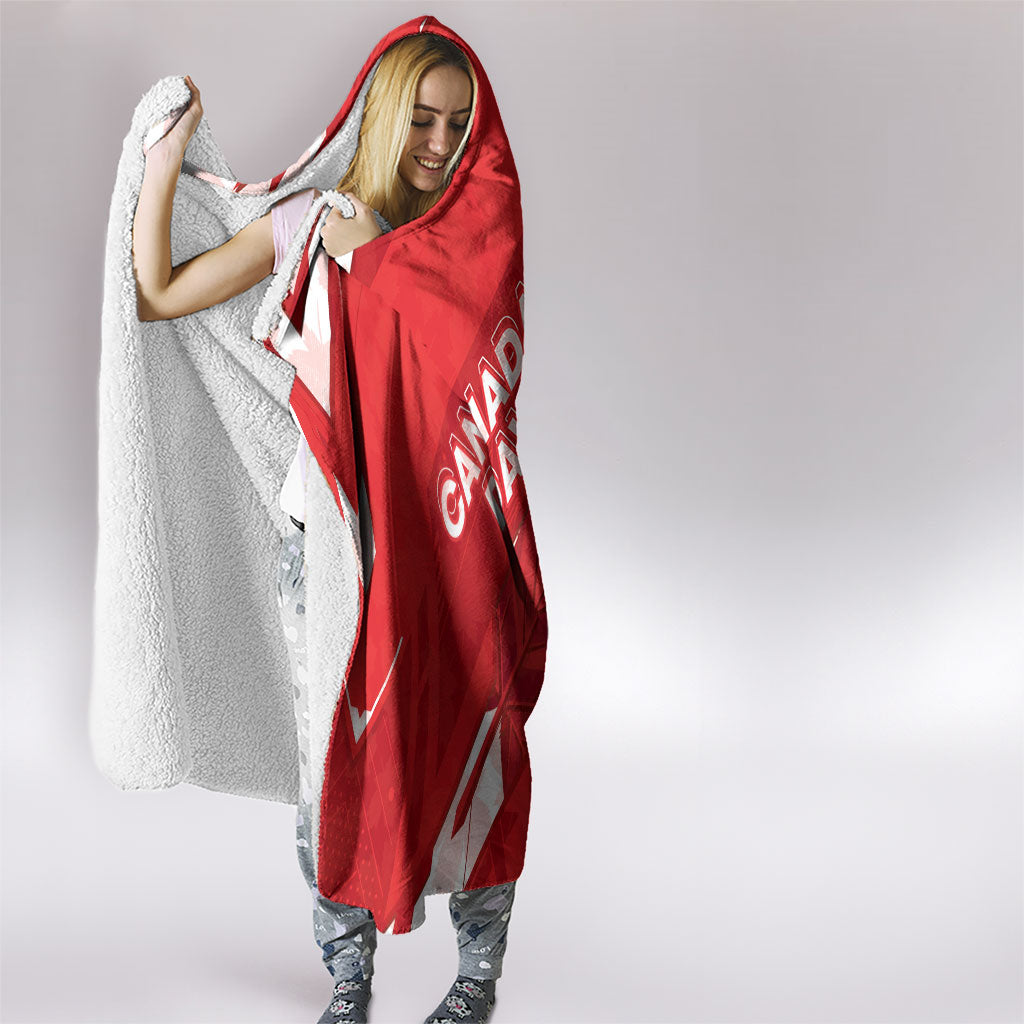 Canada Day Patriotic Maple Leaf Hooded Blanket Geometric Rocky Mountain Art Heritage 1867 Graphic