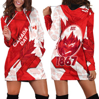 Canada Day Patriotic Maple Leaf Hoodie Dress Geometric Rocky Mountain Art Heritage 1867 Graphic