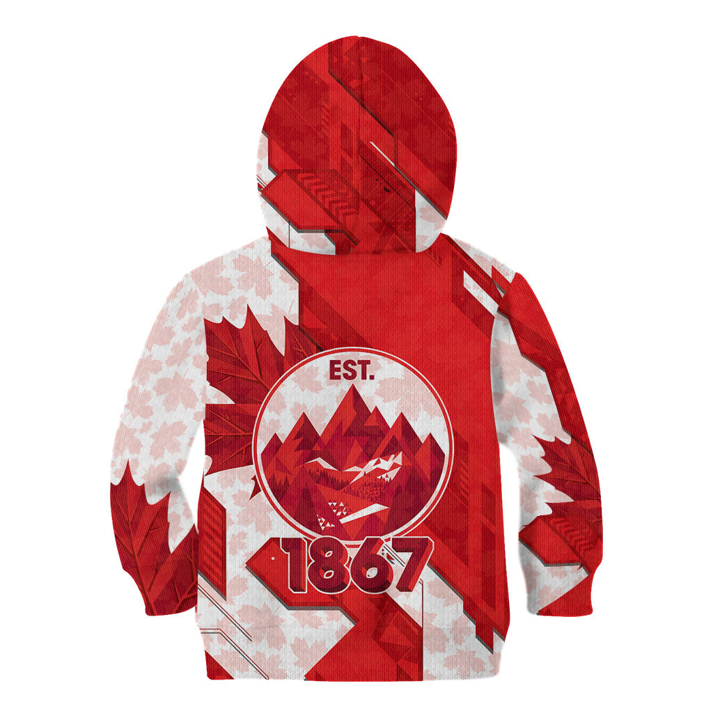Canada Day Patriotic Maple Leaf Kid Hoodie Geometric Rocky Mountain Art Heritage 1867 Graphic