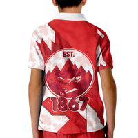Canada Day Patriotic Maple Leaf Kid Polo Shirt Geometric Rocky Mountain Art Heritage 1867 Graphic
