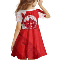 Canada Day Patriotic Maple Leaf Kid Short Sleeve Dress Geometric Rocky Mountain Art Heritage 1867 Graphic