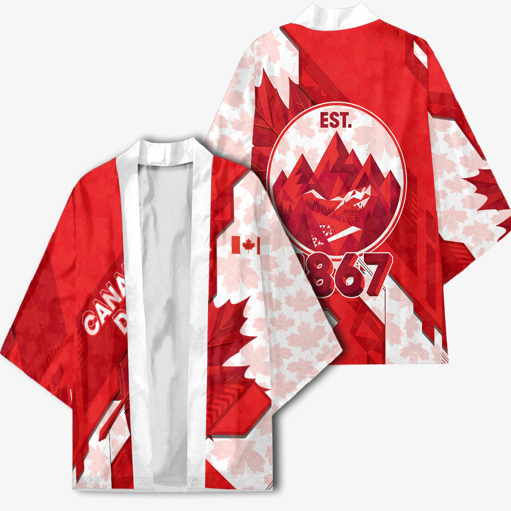 Canada Day Patriotic Maple Leaf Kimono Geometric Rocky Mountain Art Heritage 1867 Graphic