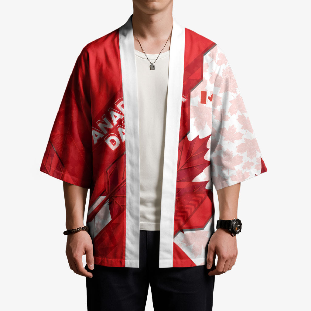 Canada Day Patriotic Maple Leaf Kimono Geometric Rocky Mountain Art Heritage 1867 Graphic