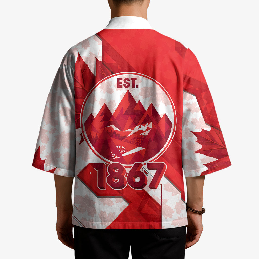 Canada Day Patriotic Maple Leaf Kimono Geometric Rocky Mountain Art Heritage 1867 Graphic
