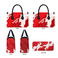 Canada Day Patriotic Maple Leaf Leather Bag Geometric Rocky Mountain Art Heritage 1867 Graphic
