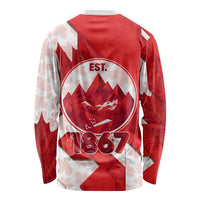 Canada Day Patriotic Maple Leaf Long Sleeve Shirt Geometric Rocky Mountain Art Heritage 1867 Graphic